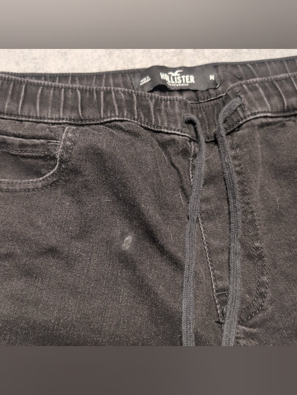 HOLLISTER - Mens Skinny Jogger Size Medium Drawstring Tapered Midnight Black GUC - Picture 4 of 5